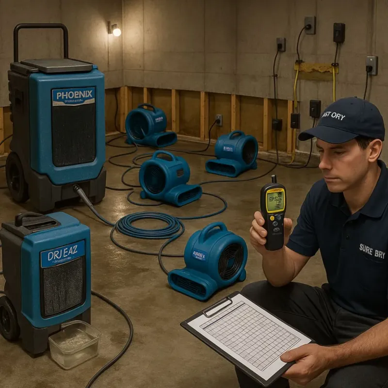 Structural Drying and Dehumidification process in Southbridge, MA